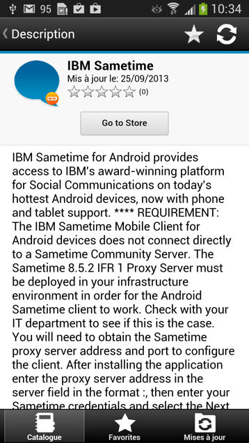 Link from the description of IBM SameTime application for Android in the client to the application stored in Google play.
