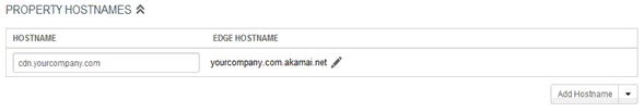Akamai screen image of property host name value