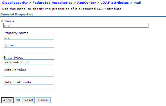 LDAP login attribute associated with the uid property and the PersonAccount LDAP entity type.