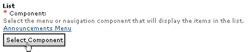 Select Component button in the list section