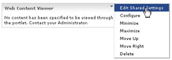 edit shared settings menu for the web content viewer portlet