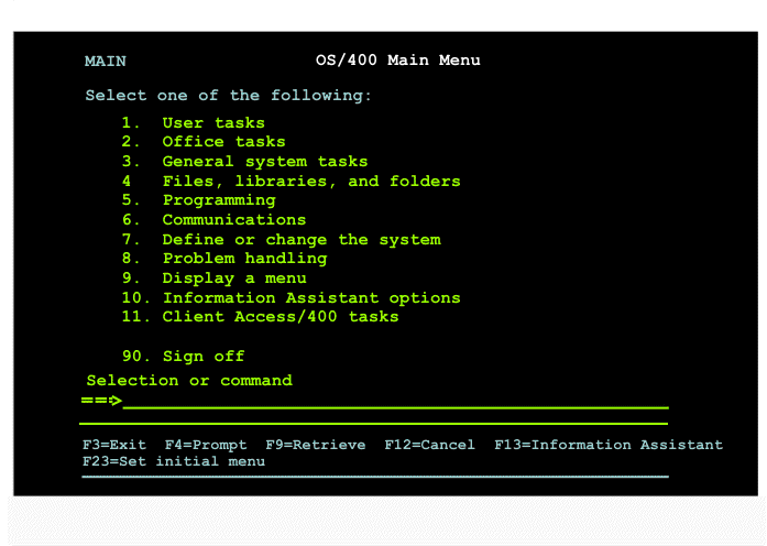 A host terminal screen