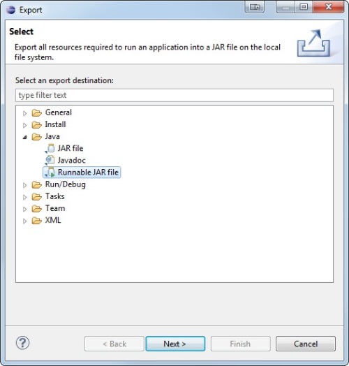 Export to a Runnable JAR file