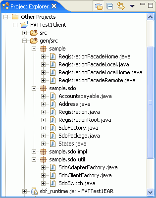 Session bean in the Project Explorer