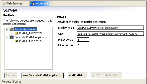 Editing Portlet Application in the Portlet Deployment Descriptor editor