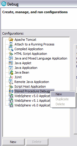 Debug stored procedure new configuration