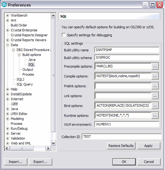 Preferences data stored procedures