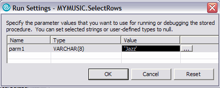 Stored procedure run settings