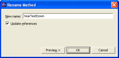 Parameters page of the Rename Method refactoring dialog