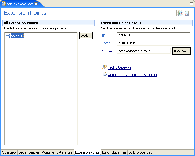 Extension Points page