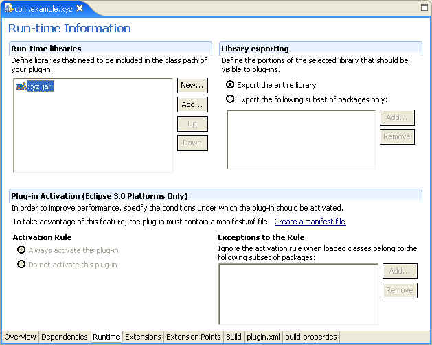 Runtime editor page