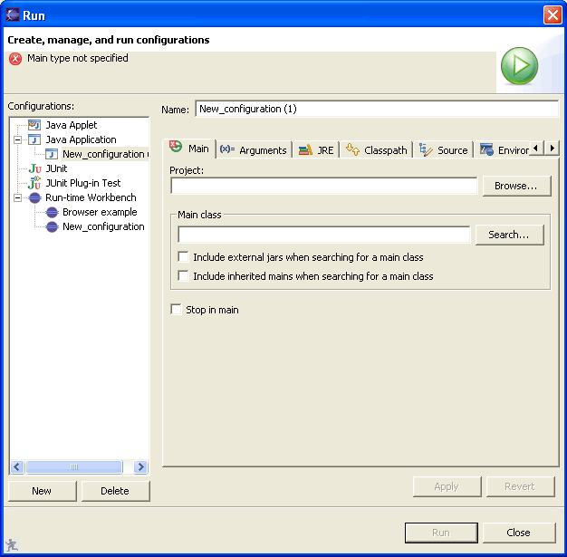 Launch configuration dialog with contributed tab groups