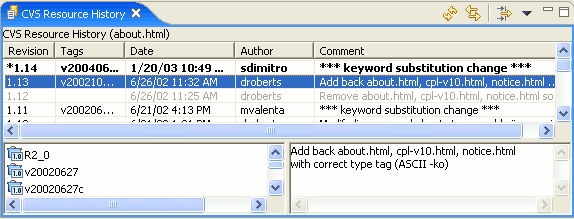 CVS Resource History View