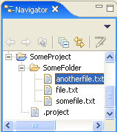 Picture of Navigator view showing a simple hierarchy (project, folders, files)