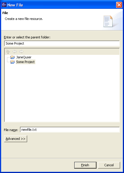 New file dialog