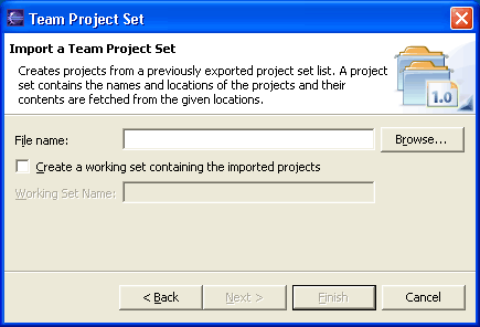 Team project set import wizard page