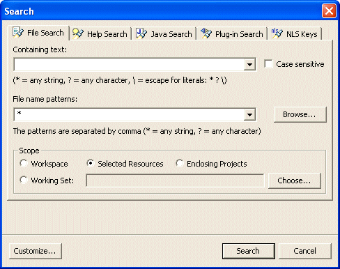 File search dialog