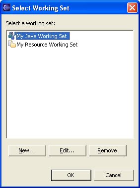 Picture of working set selection dialog