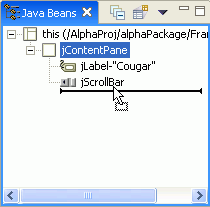 Reordering components in the Java Beans view