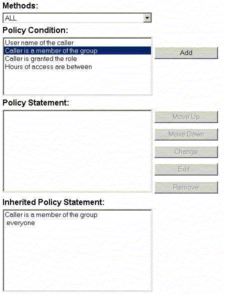 WebLogic Authorization Provider's Policy Editor Page