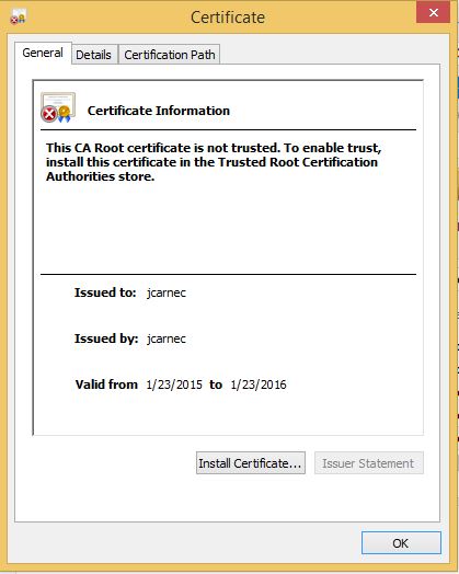 General details of the certificate to import.