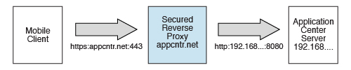 Configuration diagram with secured reverse proxy as the intermediary between the <a href=