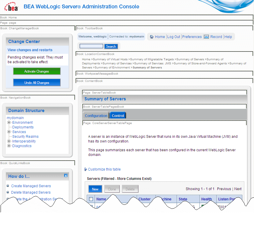 Control Labels in the Administration Console User Interface